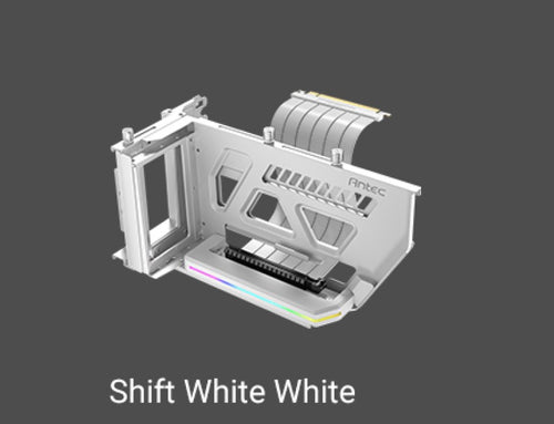 Antec Antec RGB Adjustable Shift PCI Vertical GPU Bracket PCI-E 4.0 Riser Cable white (190mm) for 4090  7900 XTX Cards. E-ATX