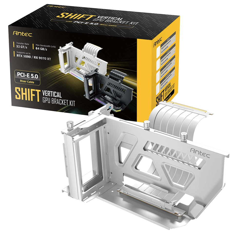 Antec Antec AT-ARCVB-W190-A-PCIE5 SHIFT ARGB White PCI-E 5.0, 190mm riser, ARGB, PCIe 5.0 x16, fits up to 3-slot GPUs, 284–33
