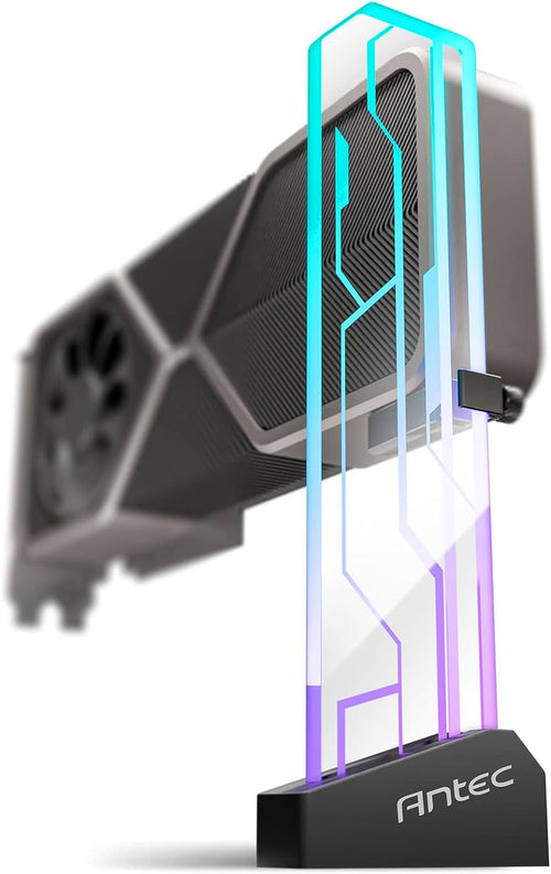 Antec Antec RGB GPU Support Bracket, Graphics Card Holder, Addressable RGB 5V 3PIN RGB Connector. Tempered Glass Black(LS)