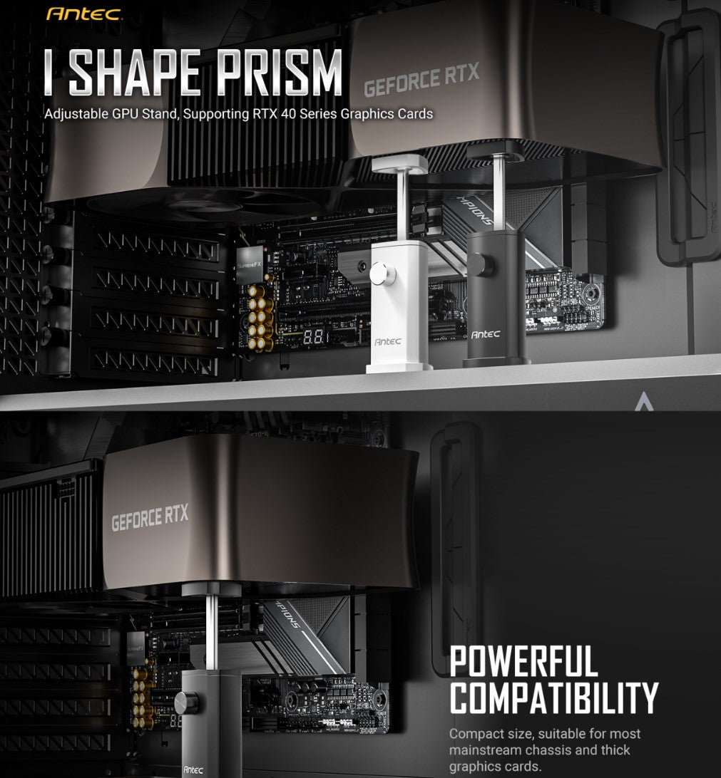 Antec Antec IGPU, VGA Bracket Holder. Solid Construction  durability - Black Aluminum Alloy Metal. Magnetic Non-Slip Base, To