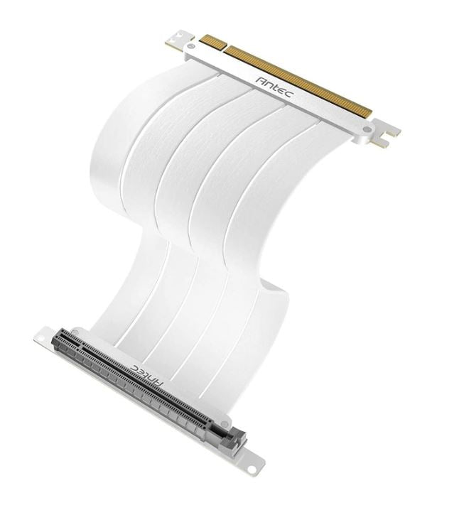 Antec (LS)Antec PCIE-4.0 Riser Cable (200mm) White, Up to RTX4090 / 7900XT. High End Gold Plated and Shielded six Layer PCB. 