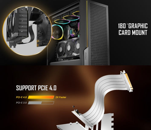 Antec Antec Adjustable Vertical Bracket with 200mm High Performance PCI-E Riser Cable. New 2024. White Universal Case support