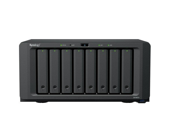 Synology DiskStation DS1825+ 8 Bay NAS, Diskless 3.5" HDD/SSD (0/8), 2x M.2 NVMe (0/2), AMD Ryzen V1500B 4 Core 2.2GHz, 4GB RAM