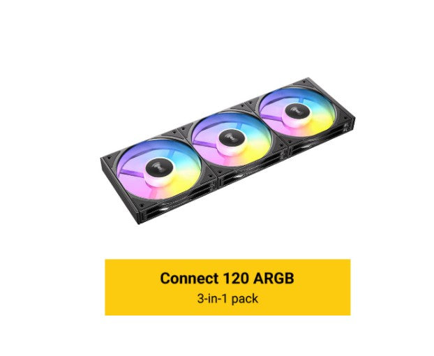 Antec Antec Connect C120 ARGB Black Performance 120mm 4-pin PWM | LED: 3-pin  Vibration Absorbing and Anti-Noise Pads Easy As