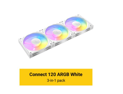 Antec Antec Connect C120 ARGB White Performance 120mm 4-pin PWM | LED: 3-pin  Vibration Absorbing and Anti-Noise Pads Easy As