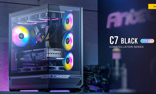 Antec Antec C7-ARGB ATX,E-ATX Panoramic 270 View, USB-C, 4x ARGB PWM Fans. Side Radiator RTX 5090, 7900x, Back Connect MBs, F