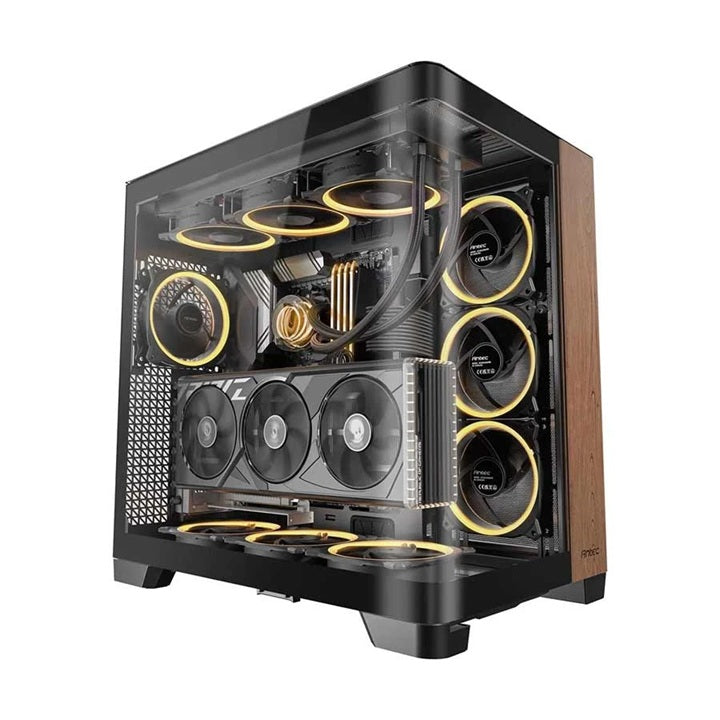 Antec Antec C8 CURVE Wood E-ATX, ATX Seamelss View Front and Side, USB-C, 4mm Tempered Glass, 360mm liquid cooler top, bottom