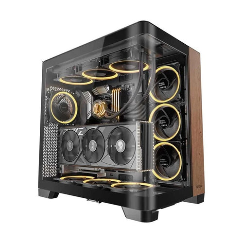 Antec Antec C8 CURVE Wood E-ATX, ATX Seamelss View Front and Side, USB-C, 4mm Tempered Glass, 360mm liquid cooler top, bottom