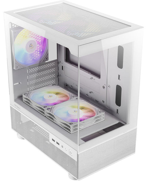 Antec Antec CX200M RGB Elite, mATX, 270 degrees view, USB 3.0 x 2, Audio I/O Bottom. Mesh front and bottom. Clear Glass View,