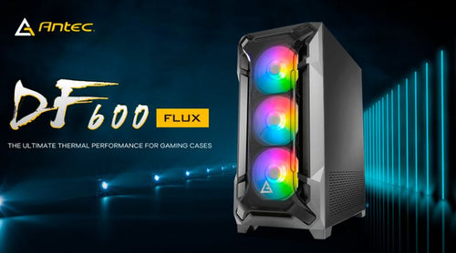 Antec (LS) Antec DF600 FLUX ATX,  5 x120mm Fans Included, 3x ARGB  2x PWM + Fan Controller, Tempered Glass Side, 2x USB 3.0 H