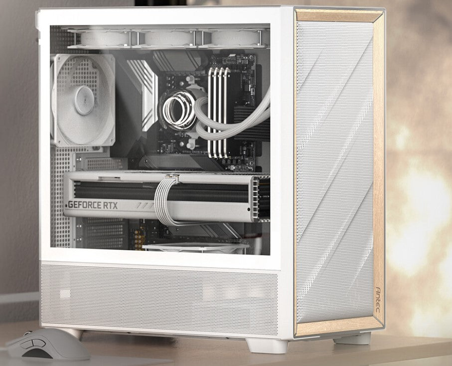 Antec Antec Flux ATX, White Premium Birch Trim, 5x white PWM Performance Fans. Ultra Cooling Design, PWM ARGB Controller w/ M