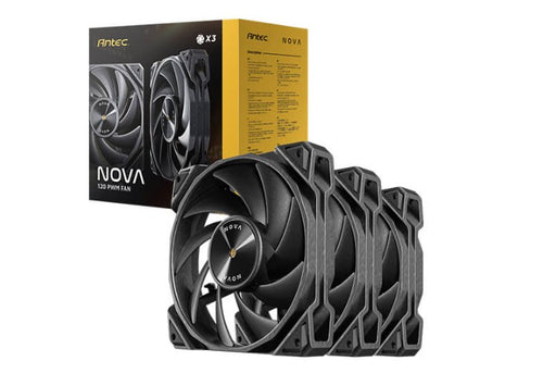 Antec Antec Nova 120 PWM 3-Phase Speed Controller. Low Power, High Heat Dissipation, Low Noise Ultimate Fan - 3 Packs with co