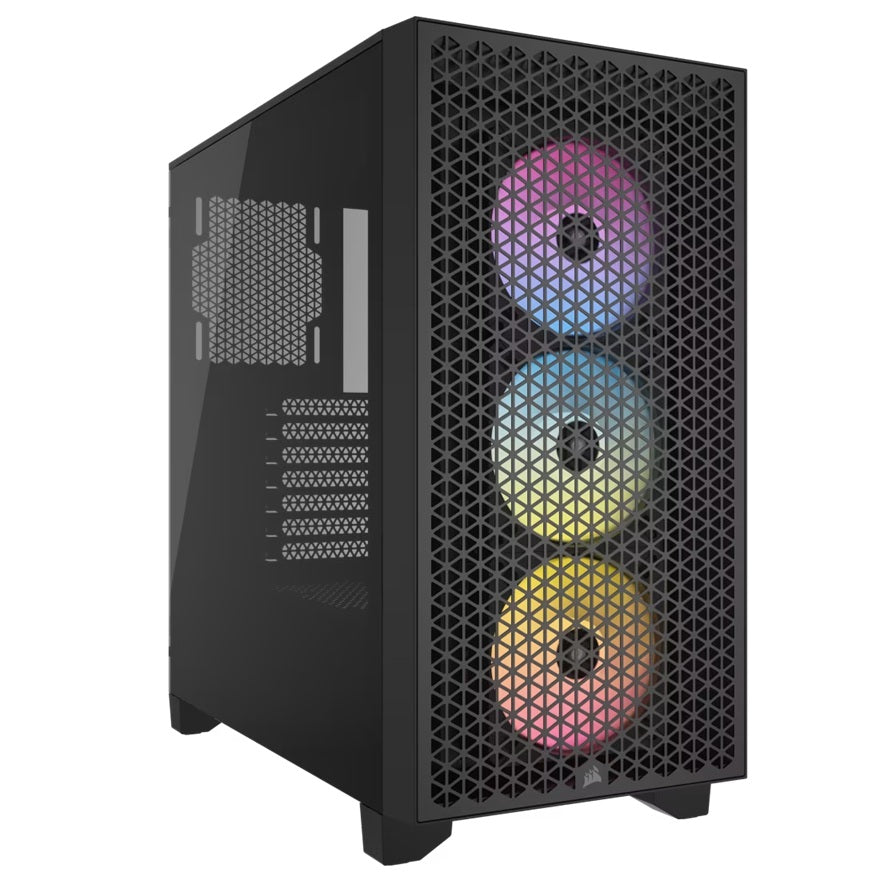 Corsair Corsair 3000D RGB AIRFLOW Mid-Tower PC Case - Black, ATX, 360 GPU, 170 CPU cooler, 220 PSU, 3x AR120 RGB, 2x USB-A 3.