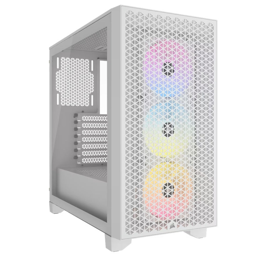 Corsair Corsair 3000D RGB AIRFLOW Mid-Tower PC Case - White, ATX, 360 GPU, 170 CPU cooler, 220 PSU, 3x AR120 RGB, 2x USB-A Ge