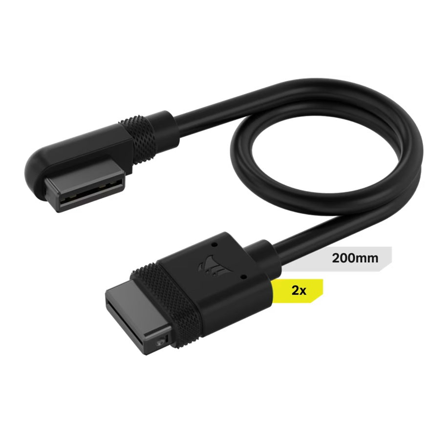 Corsair Corsairi CUE LINK Cable, 2x 200mm with Straight/Slim 90° connectors, Black