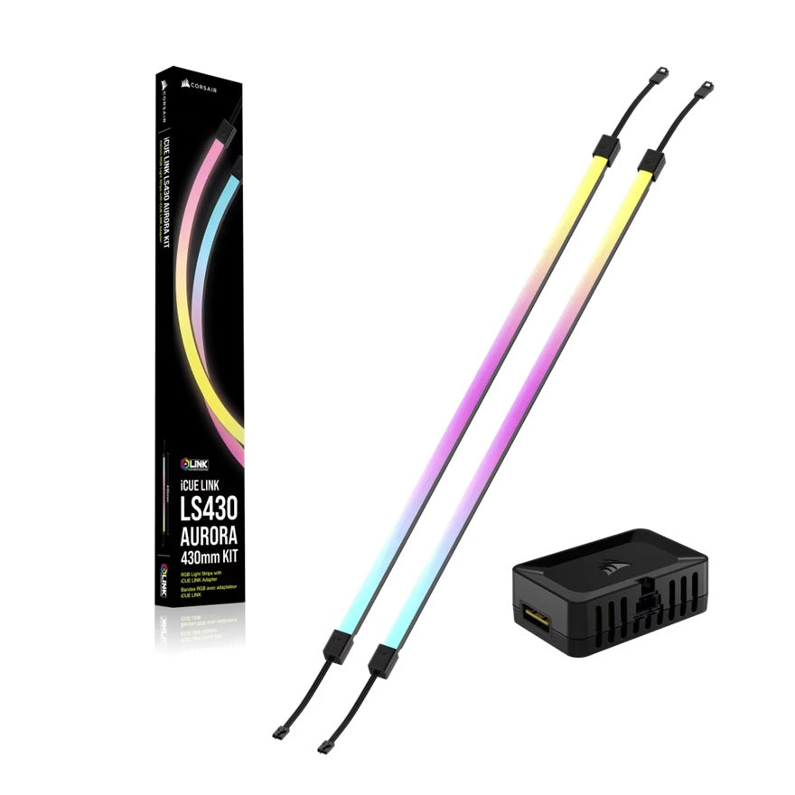 Corsair Corsair iCUE LINK LS430 Aurora RGB Light Strips - 430mm Kit – 430×10×10mm, magnetic mount, black, addressable LEDs