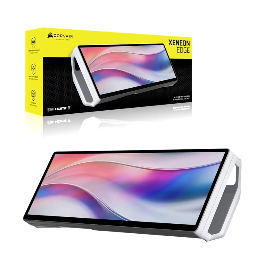 Corsair XENEON EDGE 14.5' LCD Touchscreen - White, 2560x720@60Hz, HDMI/USB-C, 5-point touch, magnetic mount, detachable stand, vertical/horizontal use