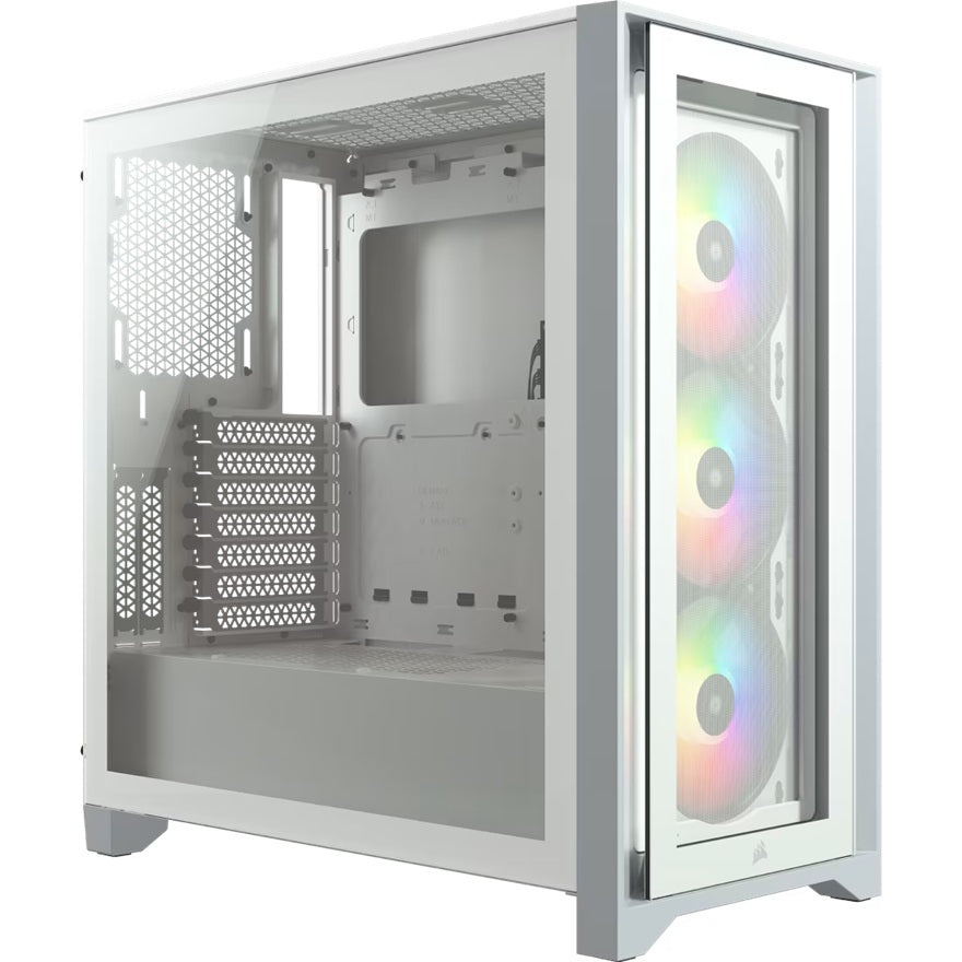 Corsair Corsair iCUE 4000X RGB Tempered Glass Mid-Tower ATX Case - White, ATX/E-ATX, 360mm GPU, 170mm CPU, 2yr wty