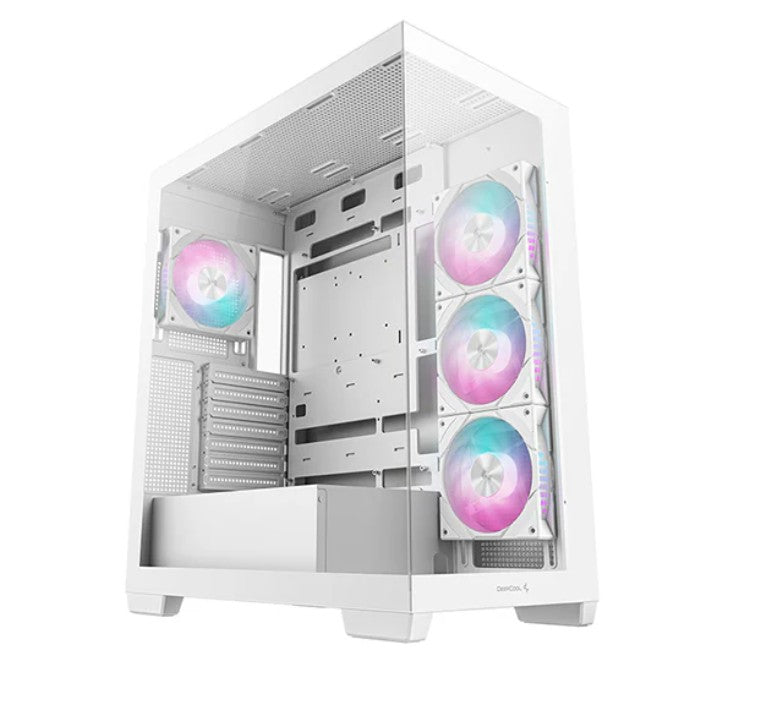 DEEPCOOL DeepCool CG580 4F WH (White)Panoramic ATX Mid-Tower Case, 4 x Pre Installed Fans Single Chamber, Support Up to 2x 36