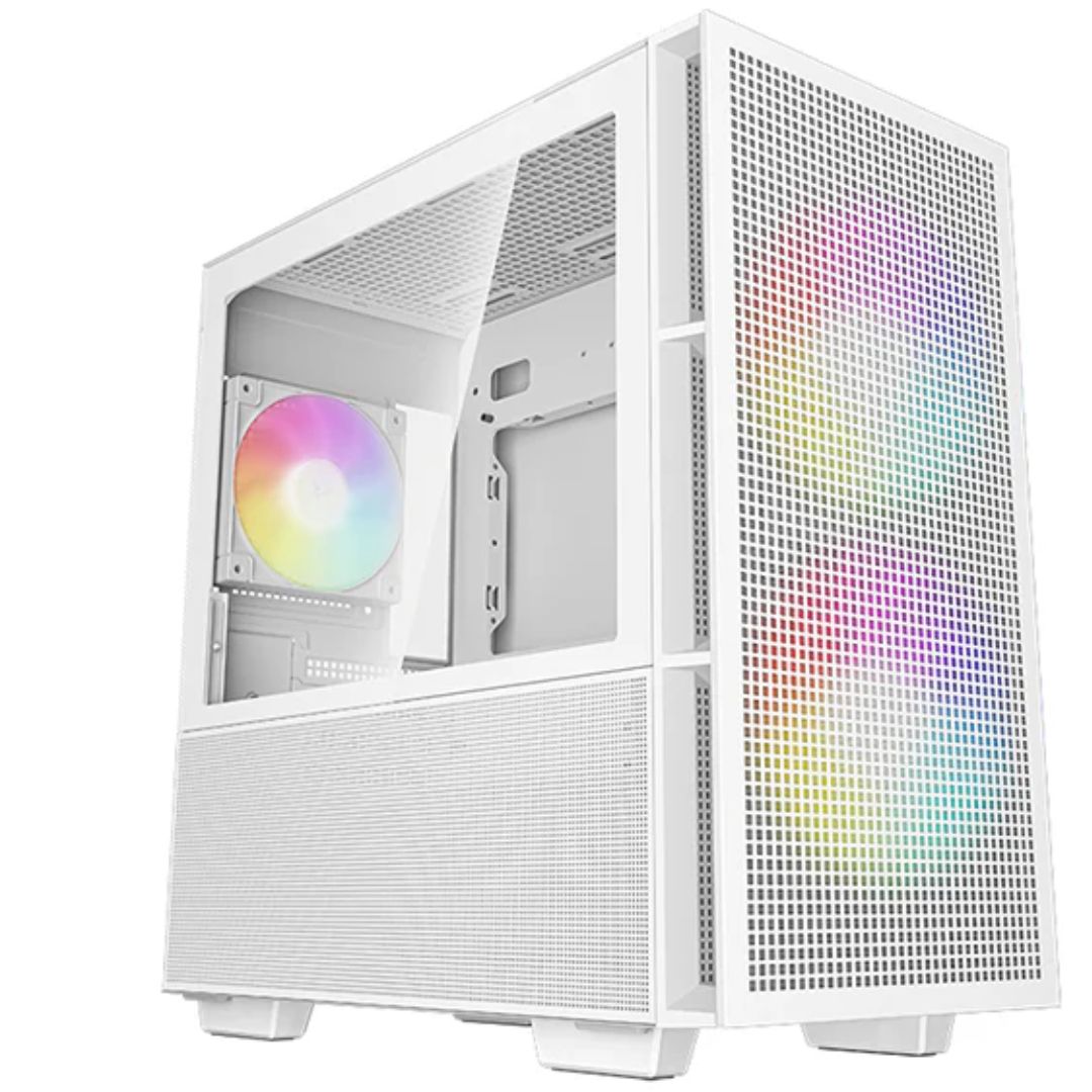 DEEPCOOL DeepCool CH360 Digital White Micro ATX Case, Digital Status Display, Tempered Glass Window,1x USB 3.0, 1x USB-C, HD 