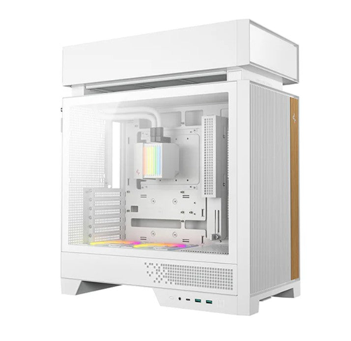 DEEPCOOL DeepCool CL6600 White Innovative Compartmentalised ATX Case, Pre-installed 360mm Liquid Cooler, Up To 388mm GPUs, BT