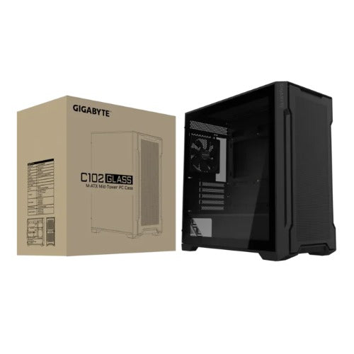 Gigabyte Gigabyte C102 GLASS BlackMid Tower case, Mini ITX / Micro ATX, 5x Expansion slots, 2x 3.5" Drive Support, 3x 2.5" Dr