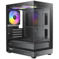 OKINOS AQUA UNO BLACK, Mini Tower, Micro-ATX/ITX, tempered glass, 3×120mm ARGB fans, USB 3.0 + Type-C, ≤309mm GPU, ≤165mm CPU cooler, steel