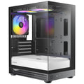 OKINOS AQUA UNO ZEBRA, Mini Tower, Micro-ATX/ITX, tempered glass, 3×120mm ARGB fans, USB 3.0 + Type-C, ≤309mm GPU, ≤165mm CPU cooler, steel