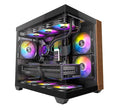 OKINOS M6 ARGB ATX Genuine Walnut Wood, Panoramic View, Type-C, 4 x120mm ARGB  PWM Fans included,Tempered Glass Side Panel, Black,  Case