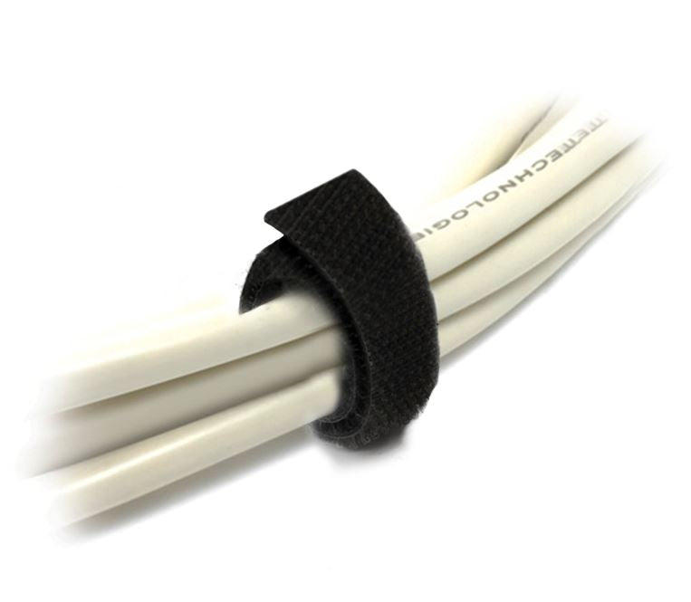 8ware 8Ware 25m x 12mm Velcro Wide Cable Tie Hook  Loop Continuous One Sided Self Adhesive Fastener Sticky Tape Roll Black