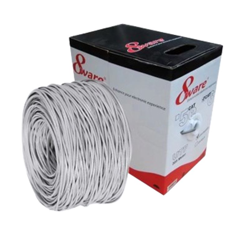 8ware 8Ware Cat5E 100m Solid Copper Cable Roll on Box with Dispenser 24AWG 10/100 8-core Oxygen-free Copper 4 Pairs Unshielde