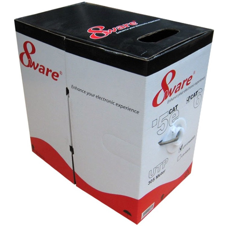 8ware 8ware CAT6 UTP Cable 305m Roll - Grey White Full 0.55mm Copper UTP Solid Ethernet LAN Network 24AWG 0.55cu 2x4p pvc Jac