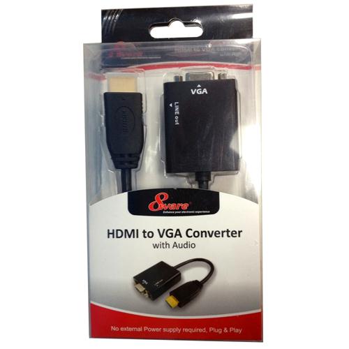 8ware 8Ware HDMI to VGA 19-pin to 15-pin Male to Female Converter without Power Adapter plus 3.5mm Stereo Audio Out
