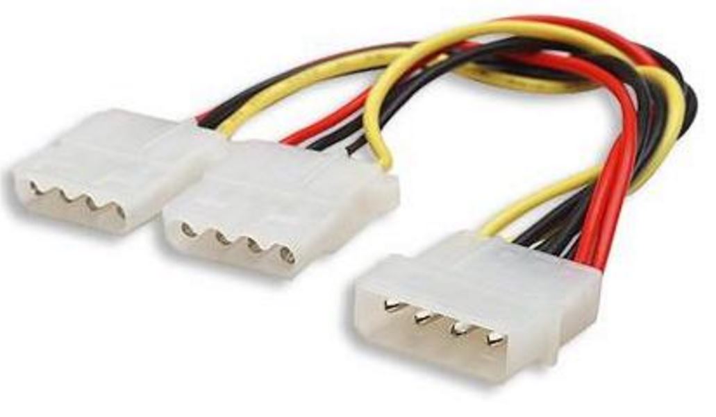 8ware 8ware Internal Power Molex Cable 20cm - 5.25" 4 pins Male to 2x 5.25" 4 pins Female 18AWG RoHS