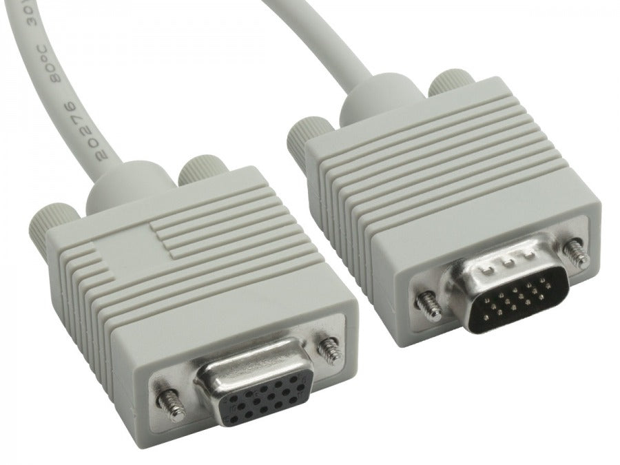 8ware 8Ware VGA Extension Cable 3m - 15 pins Male to 15 pins Female for Monitor PC Molded Type Grey