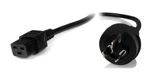 8ware 8Ware Power Cable 2m 3-Pin AU to IEC C19 Male to Female 10A Electrical Safety Black