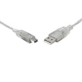 8ware 8Ware USB 2.0 Cable 1m A to Mini-USB B Male to Male Transparent