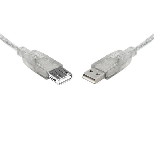 8ware 8Ware USB 2.0 Extension Cable 2m A to A Male to Female Transparent Metal Sheath Cable