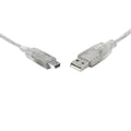 8ware 8Ware USB 2.0 Cable 3m A to B 5-pin Mini Transparent Metal Sheath UL Approved