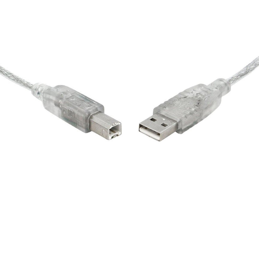 8ware 8Ware USB 2.0 Cable 5m Type A to B Male to Male Printer Cable for HP Canon Dell Brother Epson Xerox Transparent Metal S