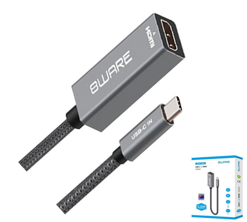 8ware 8ware 10cm USB-C to HDMI Male-Female Adapter Converter Cable Retail Pack for PC Laptop iPad  MacBook Pro/Air Surface De