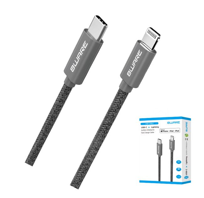 8ware 8ware 1.5m Super Ultra USB-C to Lightning Cable Super Fast charging Strength Aluminium flexible nylon Apple iPone iPad 