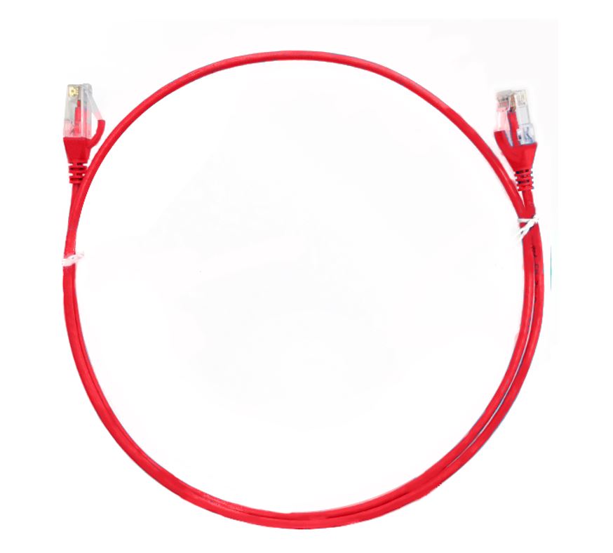 8ware 8ware CAT6 Ultra Thin Slim Cable 15m - Red Color Premium RJ45 Ethernet Network LAN UTP Patch Cord 26AWG for Data