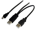 Astrotek Astrotek USB 2.0 Y Splitter Cable - Type A Male to Mini B 5 pins 1m + USB Type A Male 2m Black Colour Power Adapter 