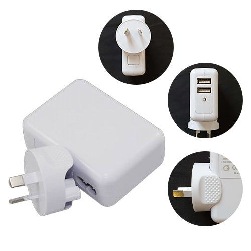 Astrotek Astrotek USB Travel Wall Charger AU Power Adapter Plug 5V 2.1A 100V-240V 2 Ports White Colour for iPhone Samsung Sma