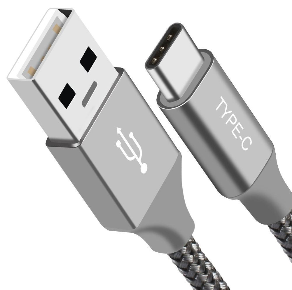 Astrotek Astrotek 1m USB-A  to Type-C Data Sync Charger Cable Silver Strong Braided Heavy Duty Fast Charging for Samsung Gala
