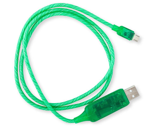 Generic Astrotek 1m LED Light Up Visible Flowing Micro USB Charger Data Cable Green Charging Cord for Samsung LG Android Mobi