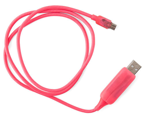 Generic Astrotek 1m LED Light Up Visible Flowing Micro USB Charger Data Cable Pink Charging Cord for Samsung LG Android Mobil