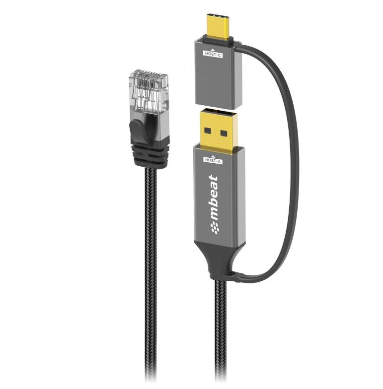 MBEAT (LS) mbeat® Tough Link 3m USB  USB-C to RJ45 Ethernet Cable - Space Grey