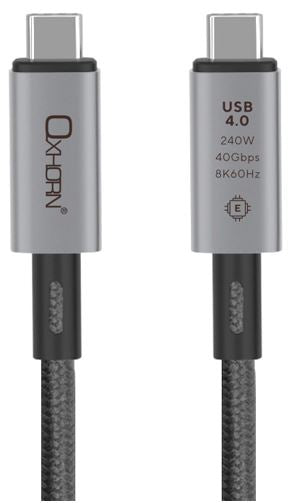 Oxhorn USB 4.0 USB-C Cable 1m Type C to Type C Gen3 40Gbps 5A 100W 8K@60Hz E-Marker Chip Aluminum Header  Supports USB 3.2 / 3.1 / 3.0 Black
